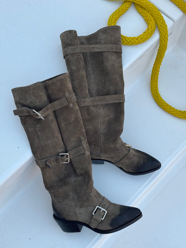 Ciocate #allseason distressed boots cu catarame toc 5cm si talpa spuma memorie M119